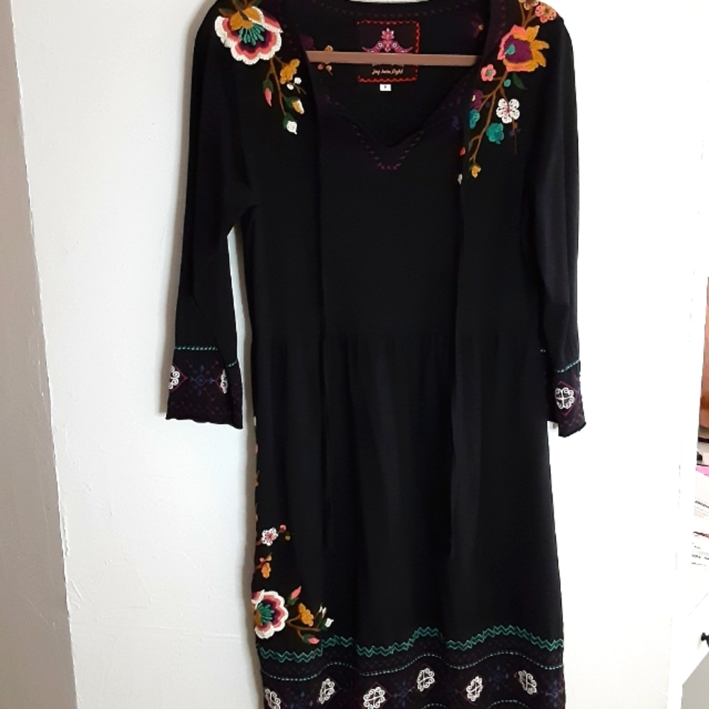 Floral Embroidered Black Dress